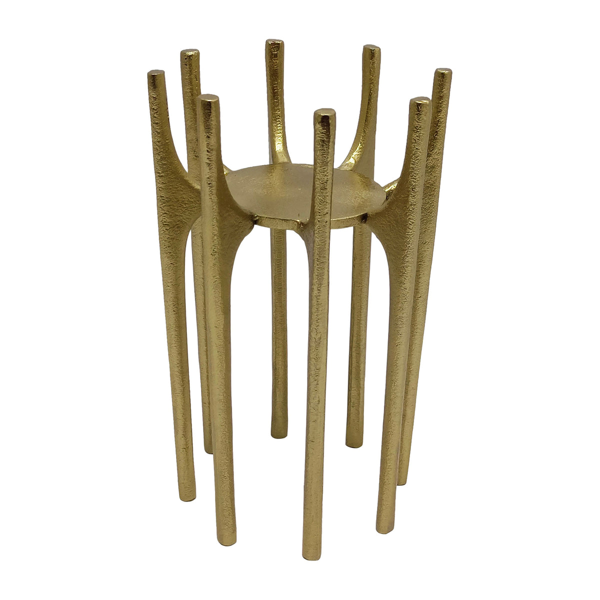 Metal 8" Candleholder With Spike Legs - Gold