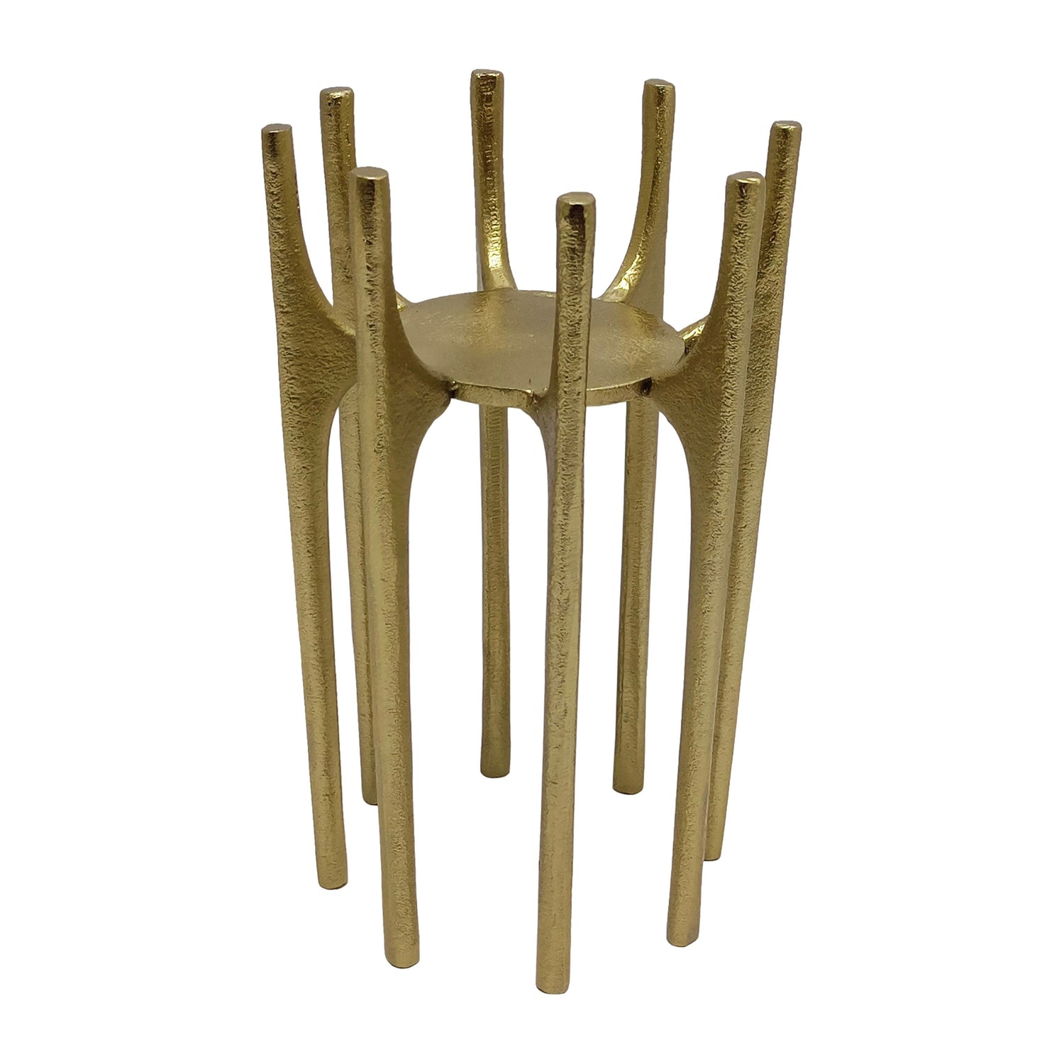 Metal 8" Candleholder With Spike Legs - Gold