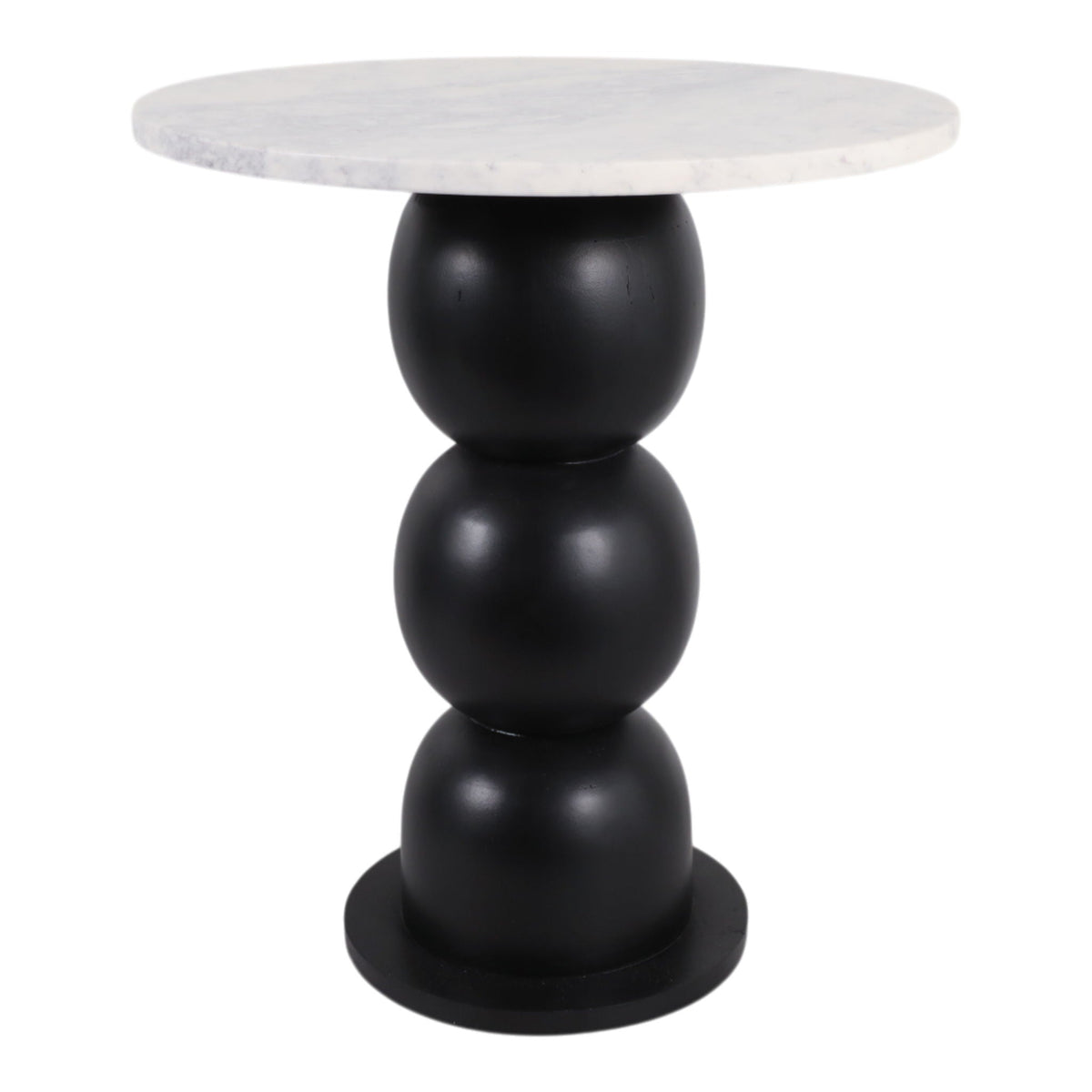 20" x 18" Bubble Base, Marble Top Accent Table - White / Black