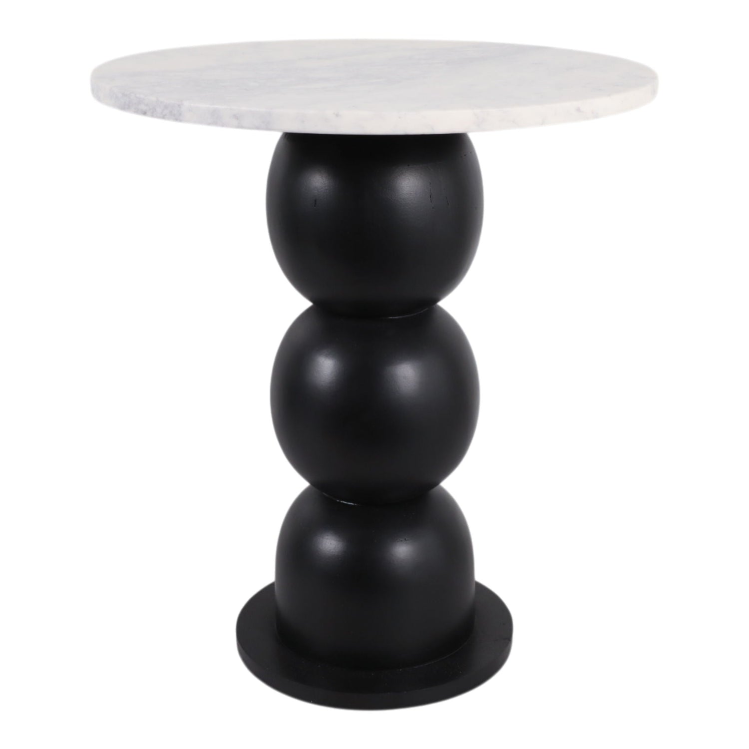 20" x 18" Bubble Base, Marble Top Accent Table - White / Black