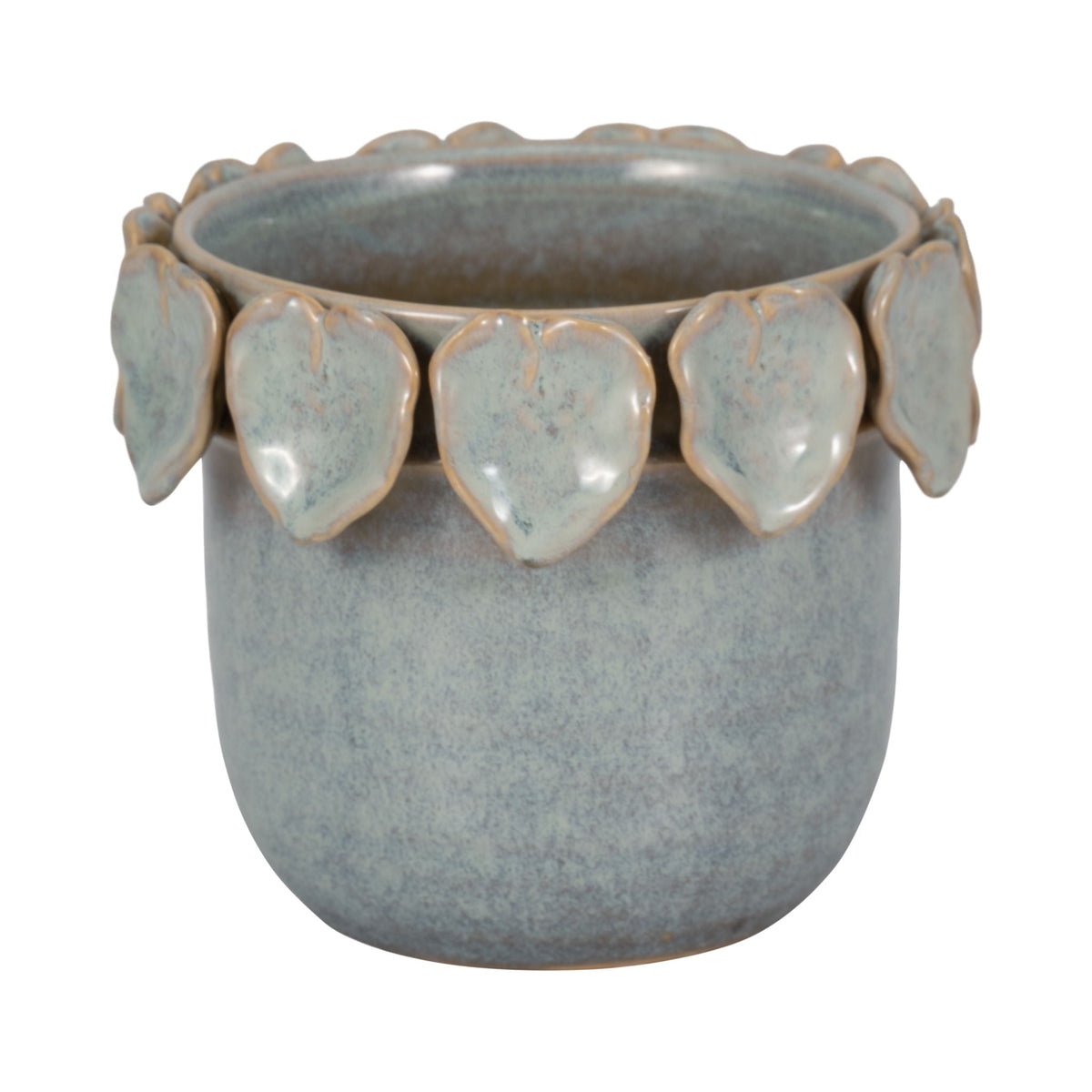 6" Leaf Applique Planter - Seafoam