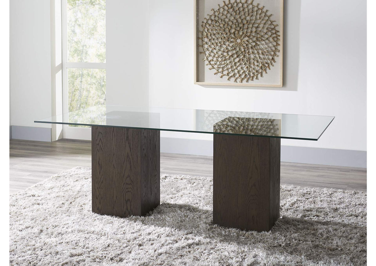 FPBL61 Modesto Rectangular Glass Top Dining Table In French Roast