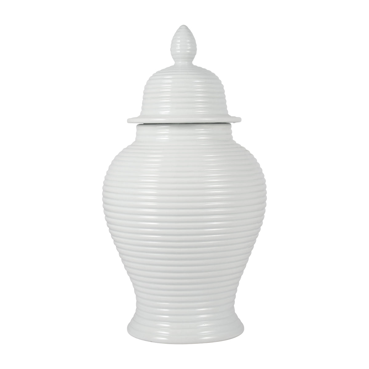 24" Ribbed Temple Jar - White