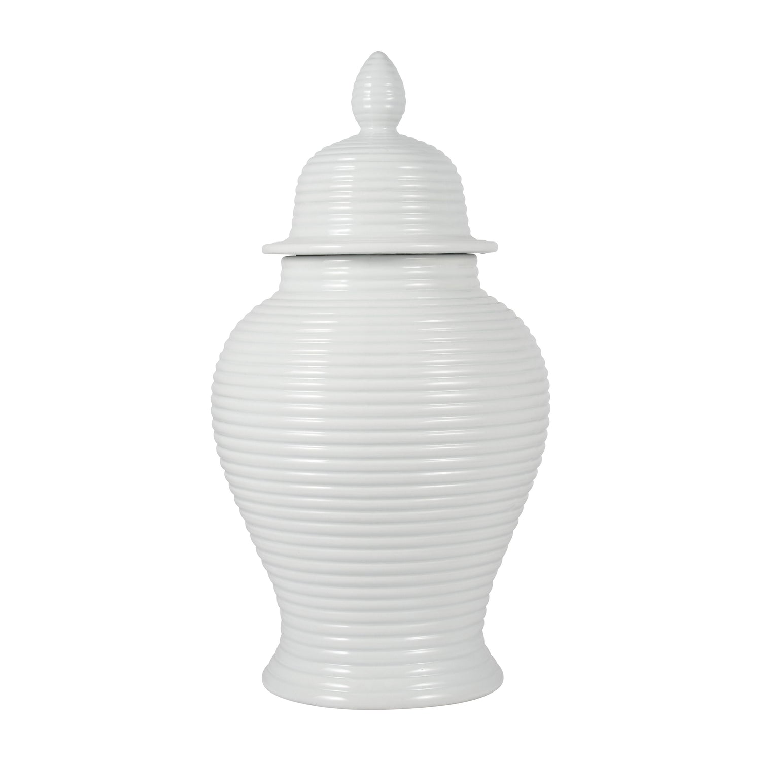 24" Ribbed Temple Jar - White