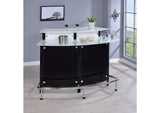100139 Keystone Curved Glass Top Home Bar Wine Cabinet Black