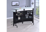 100139 Keystone Curved Glass Top Home Bar Wine Cabinet Black