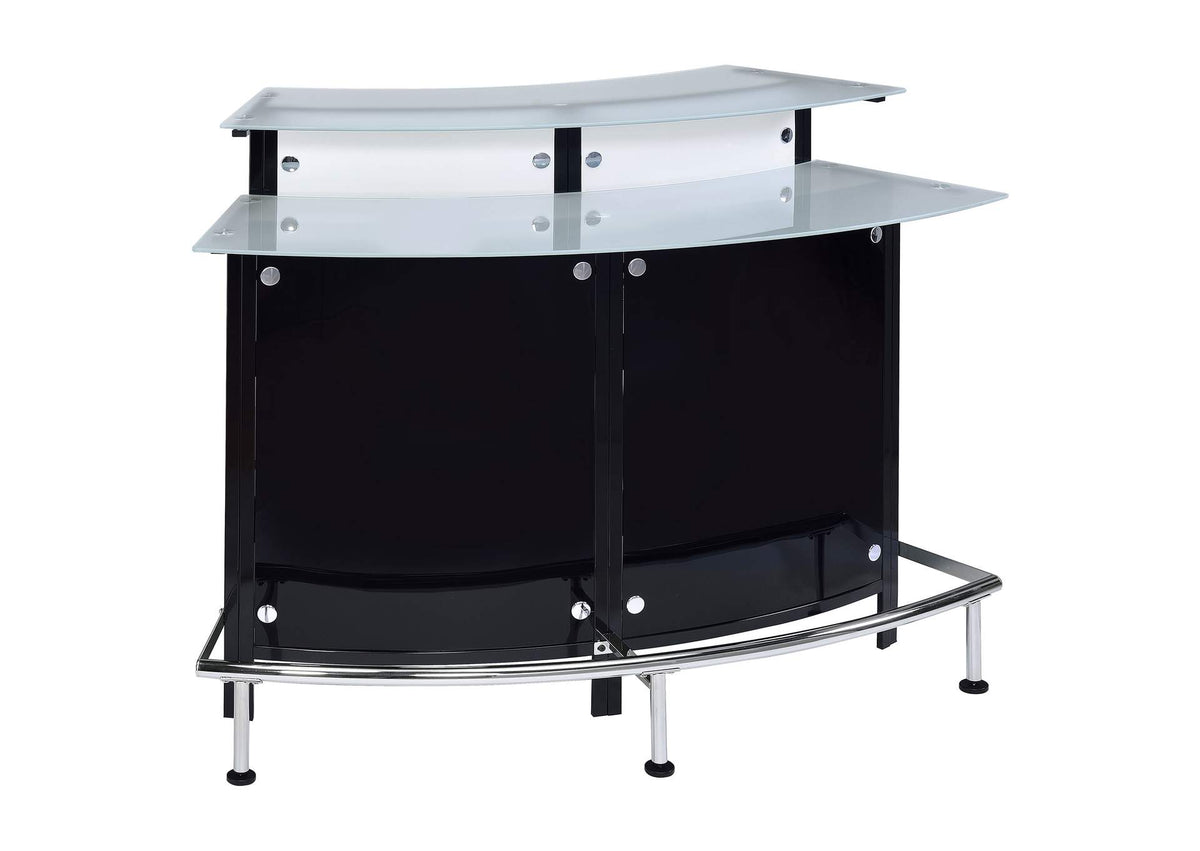 Keystone Curved Glass Top Home Bar Wine Cabinet Black