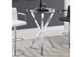 100186 Denali Round 35-inch Glass Top Bistro Bar Table Chrome