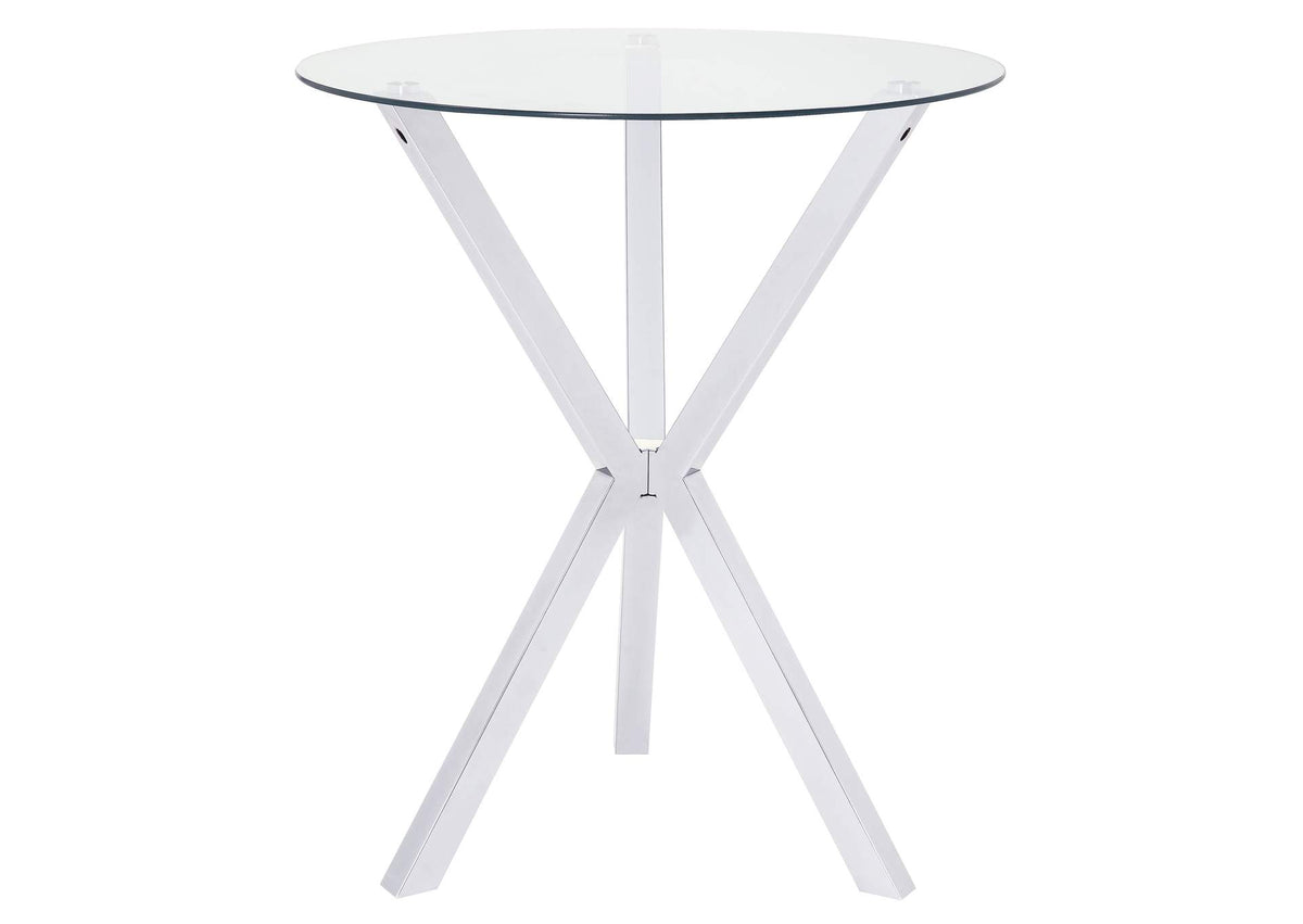 Denali Round 35-inch Glass Top Bistro Bar Table Chrome