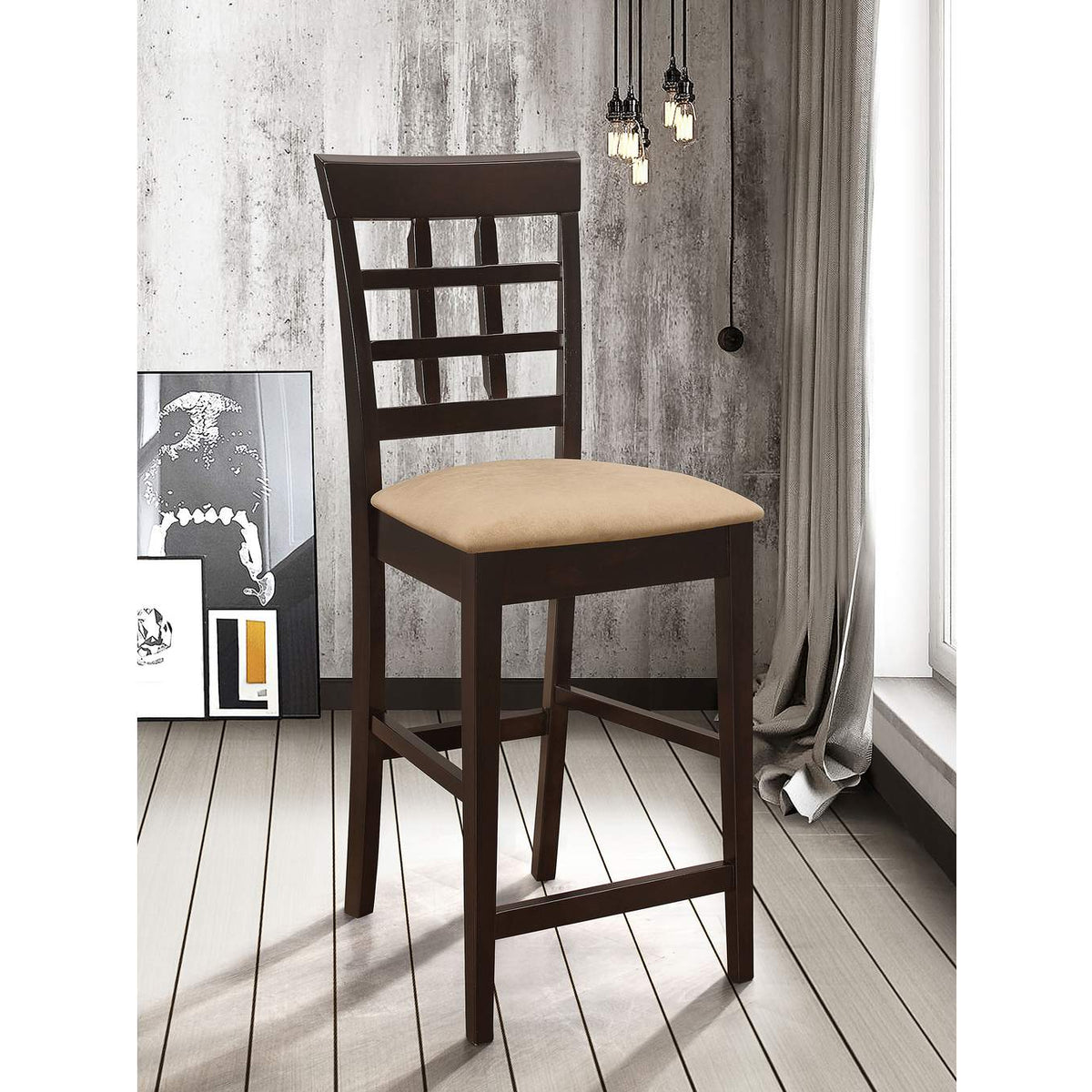 100209 Gabriel Lattice Back Counter Chair Cappuccino (Set of 2)
