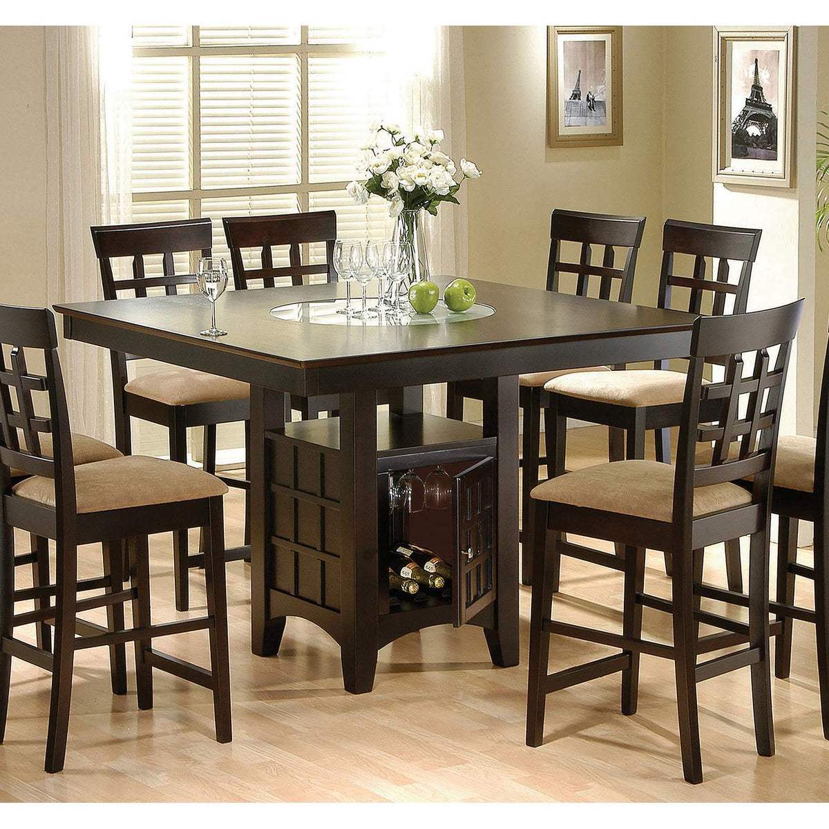 100209 Gabriel Lattice Back Counter Chair Cappuccino (Set of 2)
