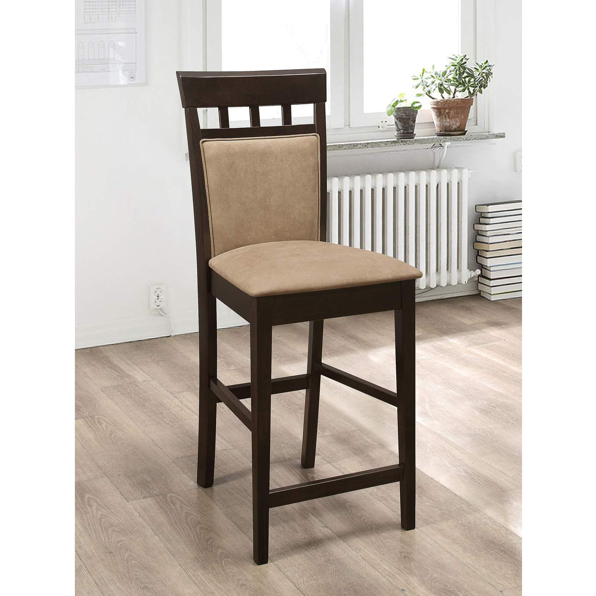 100219 Gabriel Closed Back Counter Chair Cappuccino (Set of 2)