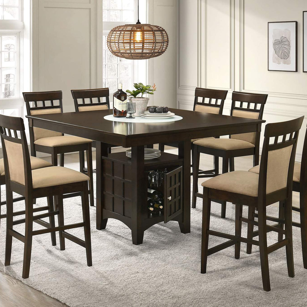 100219 Gabriel Closed Back Counter Chair Cappuccino (Set of 2)