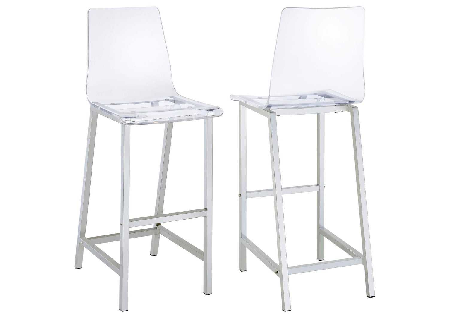 100295 Juelia Clear Acrylic Bar Chair Chrome (Set of 2)