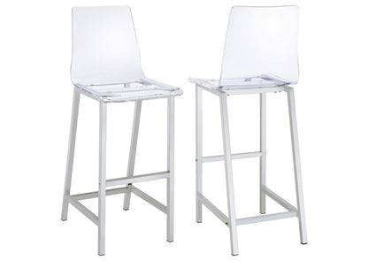 100295 Juelia Clear Acrylic Bar Chair Chrome (Set of 2)
