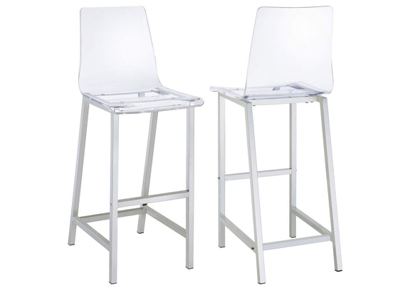 100295 Juelia Clear Acrylic Bar Chair Chrome (Set of 2)