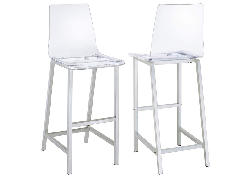 100295 Juelia Clear Acrylic Bar Chair Chrome (Set of 2)