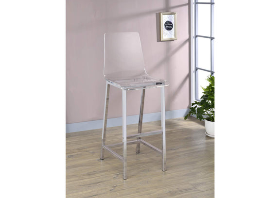 100295 Juelia Clear Acrylic Bar Chair Chrome (Set of 2)