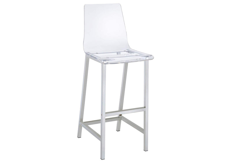 100295 Juelia Clear Acrylic Bar Chair Chrome (Set of 2)