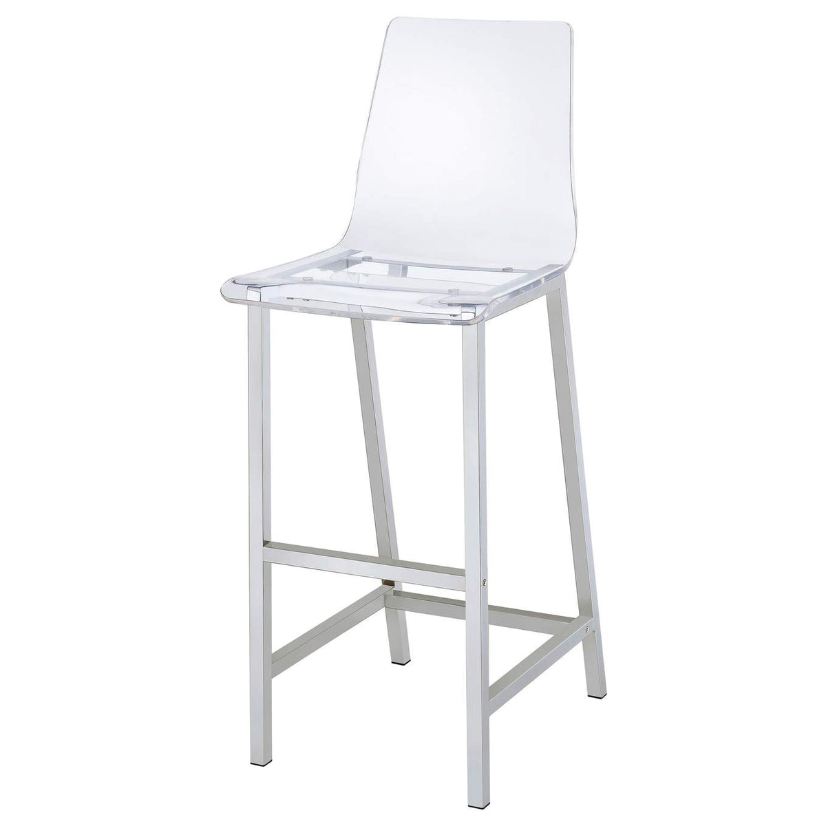100295 Juelia Clear Acrylic Bar Chair Chrome (Set of 2)