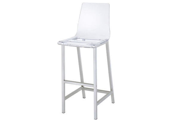 100295 Juelia Clear Acrylic Bar Chair Chrome (Set of 2)