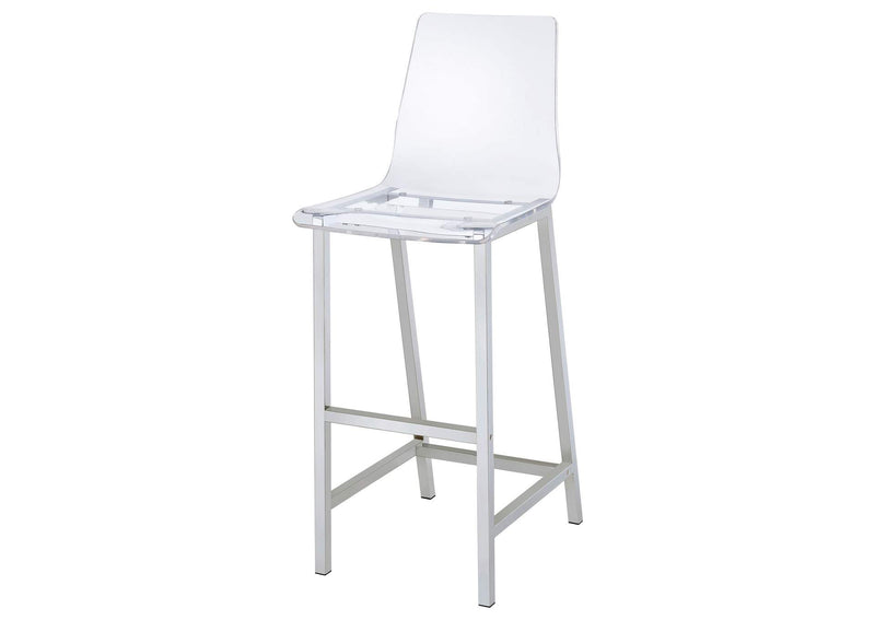 100295 Juelia Clear Acrylic Bar Chair Chrome (Set of 2)