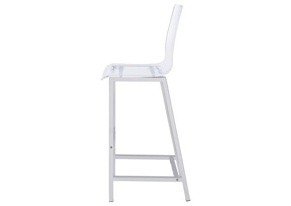 100295 Juelia Clear Acrylic Bar Chair Chrome (Set of 2)