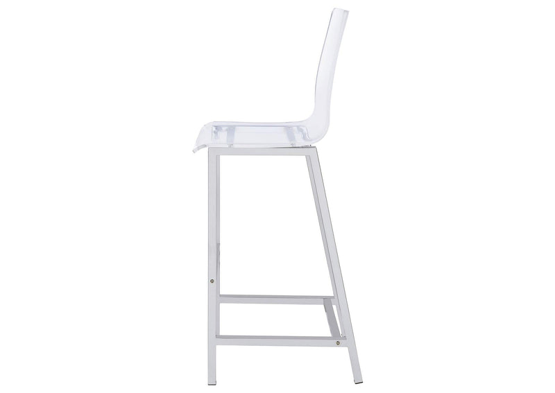 100295 Juelia Clear Acrylic Bar Chair Chrome (Set of 2)