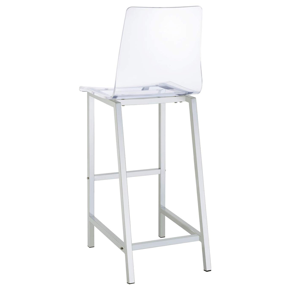 100295 Juelia Clear Acrylic Bar Chair Chrome (Set of 2)