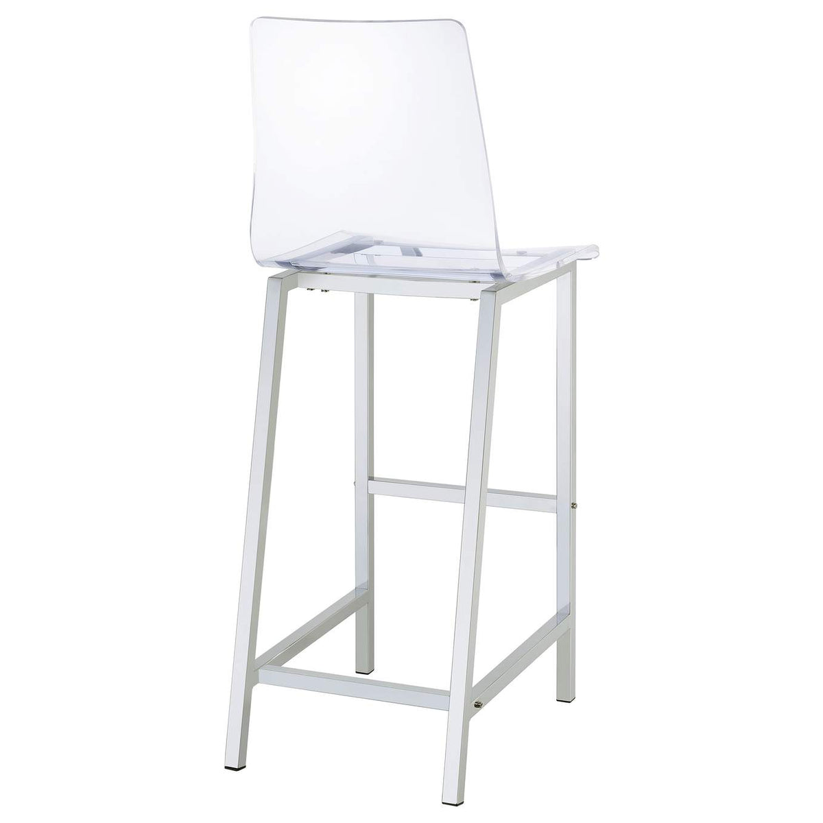 100295 Juelia Clear Acrylic Bar Chair Chrome (Set of 2)