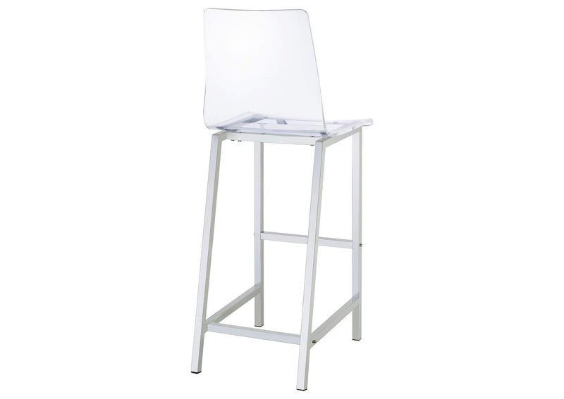 100295 Juelia Clear Acrylic Bar Chair Chrome (Set of 2)