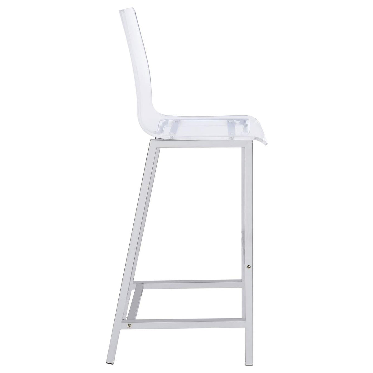 100295 Juelia Clear Acrylic Bar Chair Chrome (Set of 2)