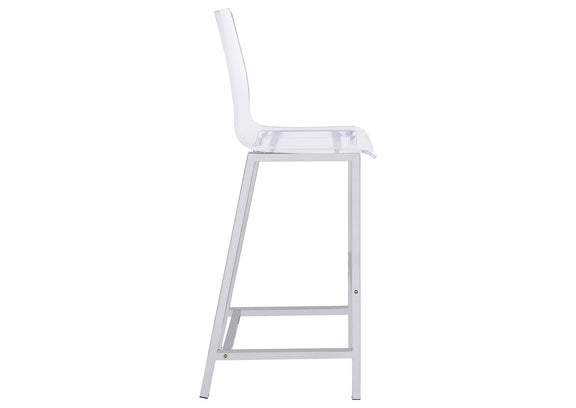 100295 Juelia Clear Acrylic Bar Chair Chrome (Set of 2)