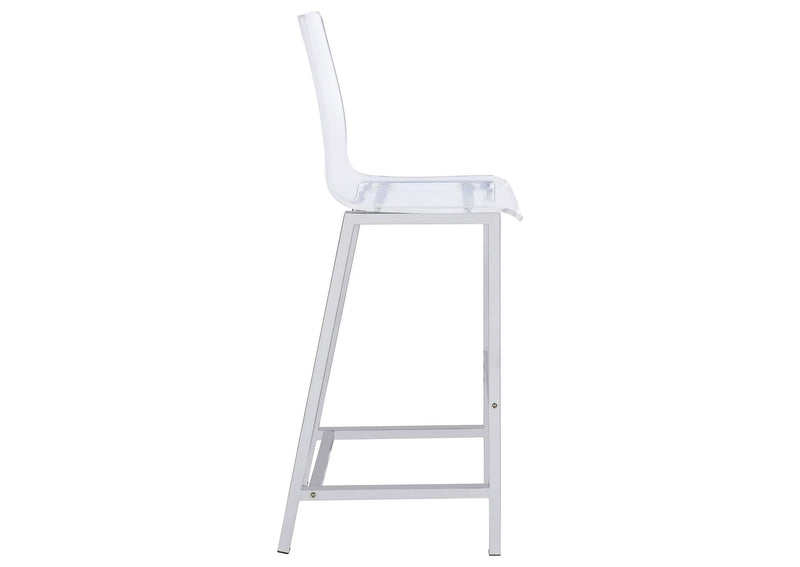100295 Juelia Clear Acrylic Bar Chair Chrome (Set of 2)
