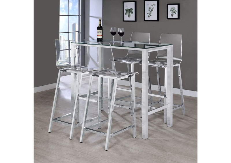 100295 Juelia Clear Acrylic Bar Chair Chrome (Set of 2)