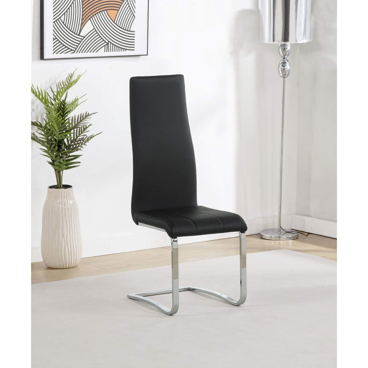 100515BLK Montclair Upholstered Dining Side Chair Black (Set of 4)