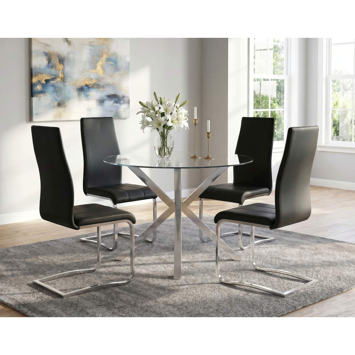 100515BLK Montclair Upholstered Dining Side Chair Black (Set of 4)