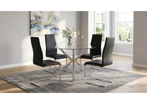 100515BLK Montclair Upholstered Dining Side Chair Black (Set of 4)
