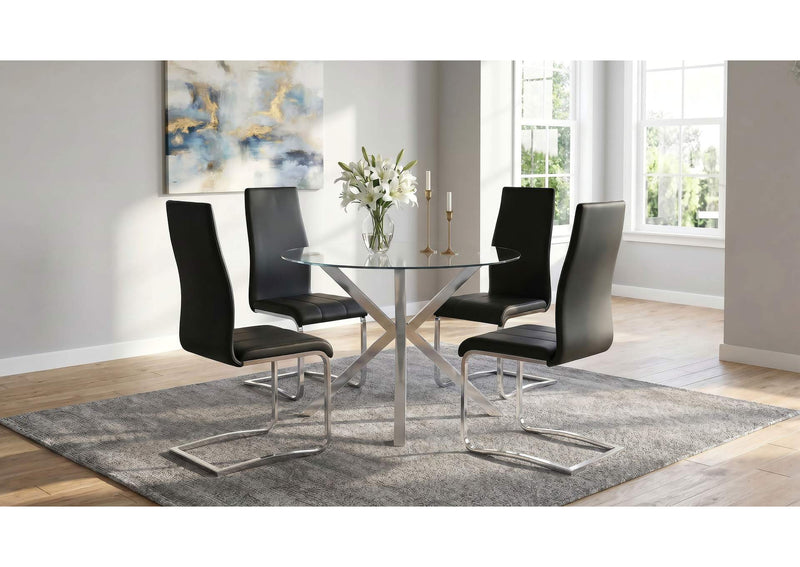 100515BLK Montclair Upholstered Dining Side Chair Black (Set of 4)