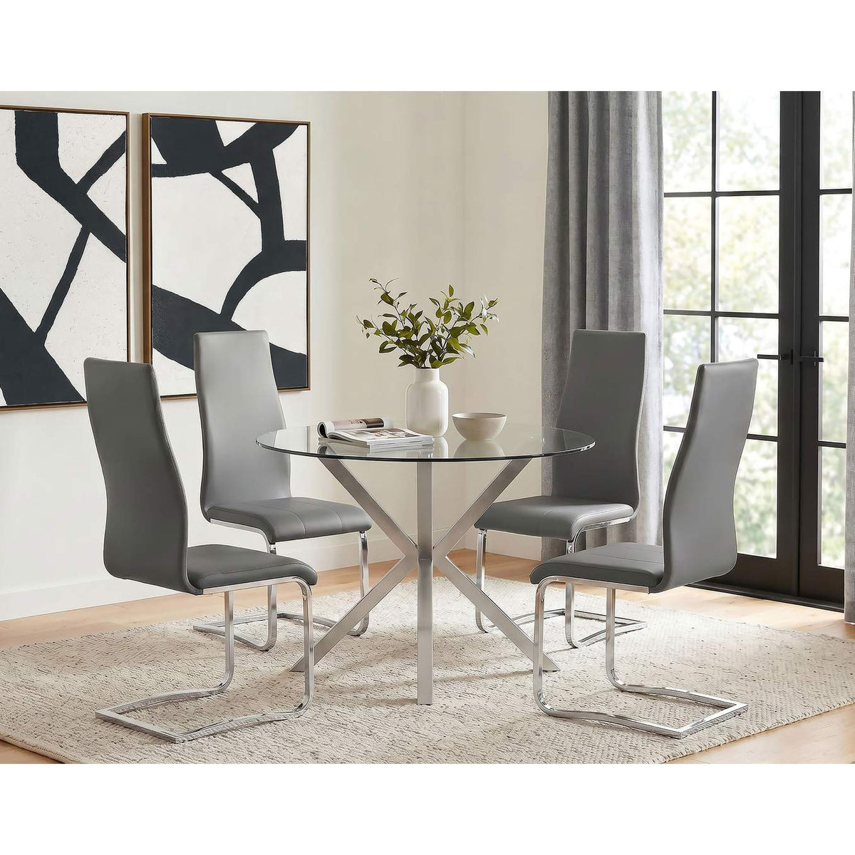 100515GRY Montclair Upholstered Dining Side Chair Grey (Set of 4)