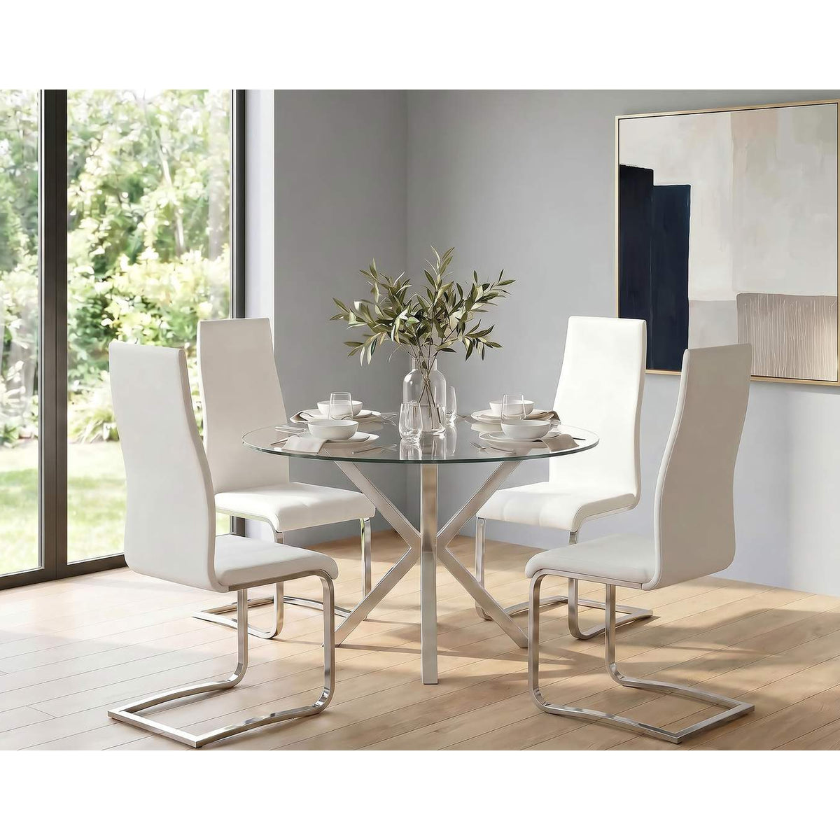 100515WHT Montclair Upholstered Dining Side Chair White (Set of 4)