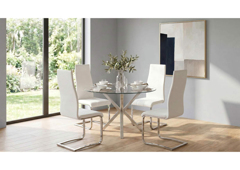 100515WHT Montclair Upholstered Dining Side Chair White (Set of 4)