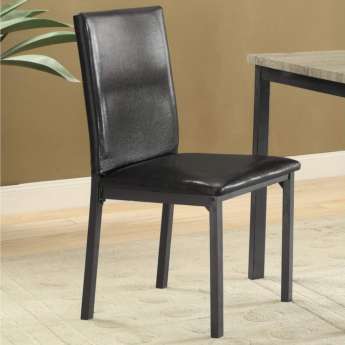 100612 Garza Upholstered Dining Side Chair Dark Brown (Set of 2)