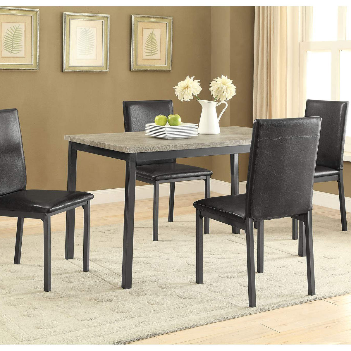 100612 Garza Upholstered Dining Side Chair Dark Brown (Set of 2)