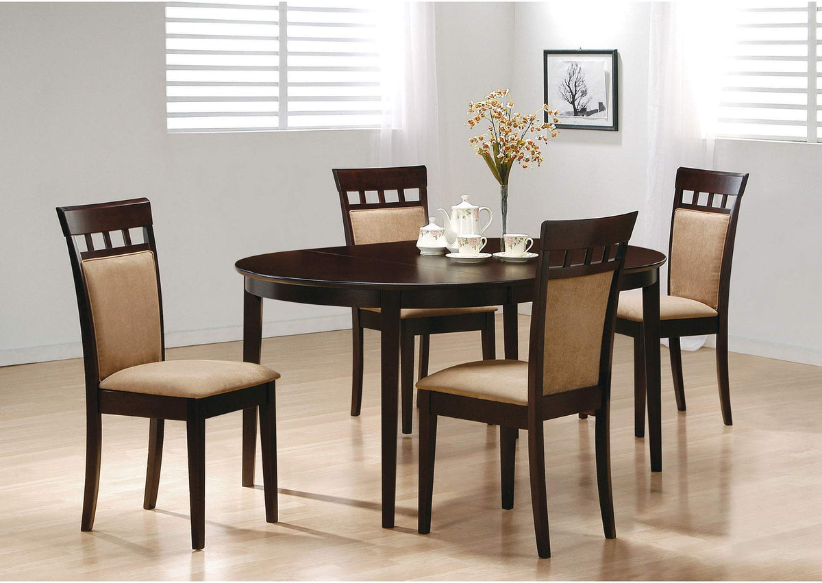 100770-S5A Gabriel 5-piece Extension Leaf Dining Table Set Cappuccino