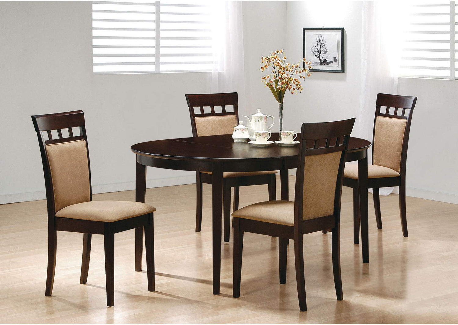 100770-S5A Gabriel 5-piece Extension Leaf Dining Table Set Cappuccino