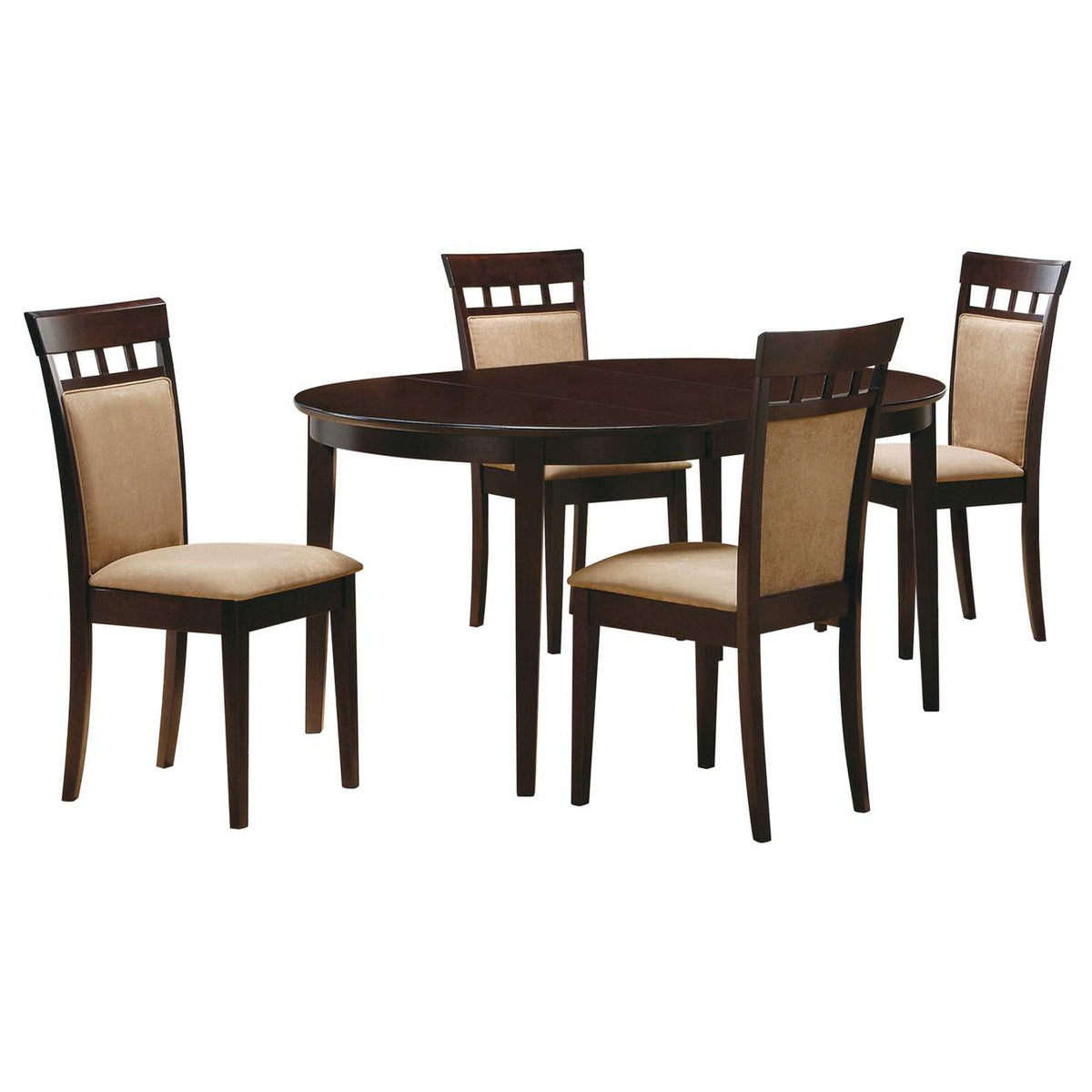 100770-S5A Gabriel 5-piece Extension Leaf Dining Table Set Cappuccino