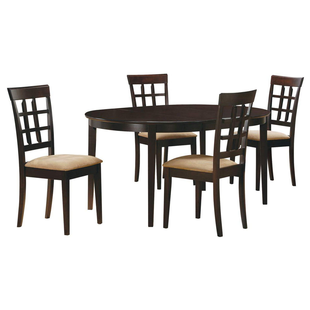 100770-S5 Gabriel 5-piece Extension Leaf Dining Table Set Cappuccino