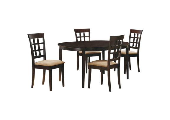 100770-S5 Gabriel 5-piece Extension Leaf Dining Table Set Cappuccino