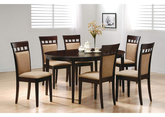 100770-S7A Gabriel 7-piece Extension Leaf Dining Table Set Cappuccino